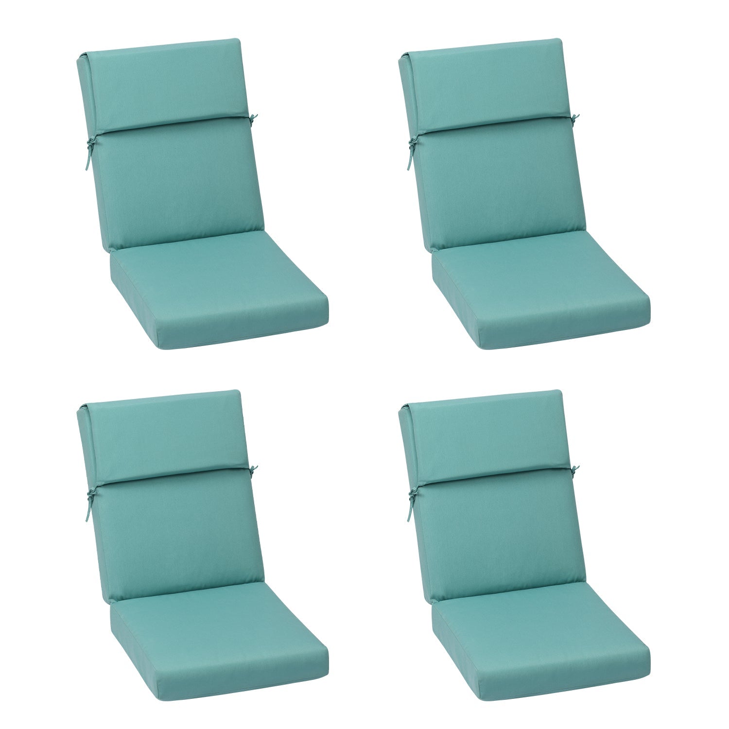 High Back Chair Cushions Set of 4, UV-Protected & Water-Resistant, 46x21x4 Inches CUSHION Aoodor Blue  
